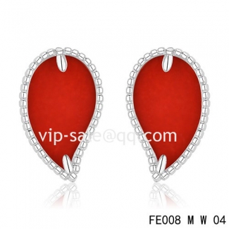 Replica Van Cleef & Arpels Sweet Alhambra Leaf Earrings White Gold,Carnelian